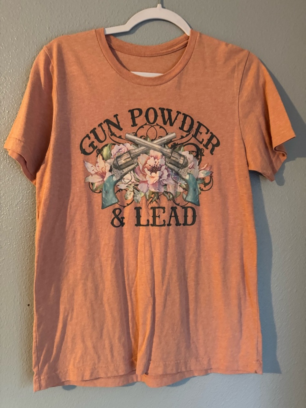 Bella Canvas Orange "Gun Powder & Lead" Floral Graphic Tee